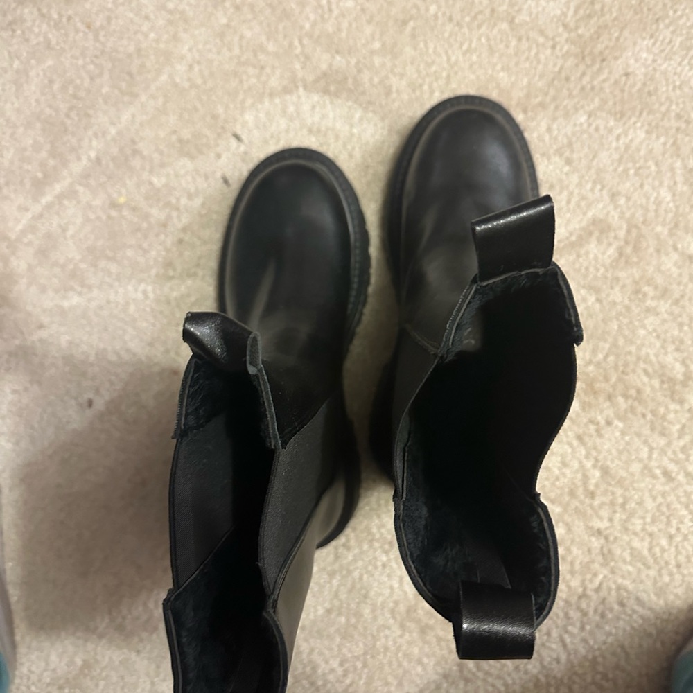 Black Leather Chunky Chelsea Boots - Picture 2 of 4